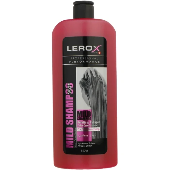 شامپو سر بدون سولفات کراتینه و کلاژن لروکس ۵۵۰ میل LEROX