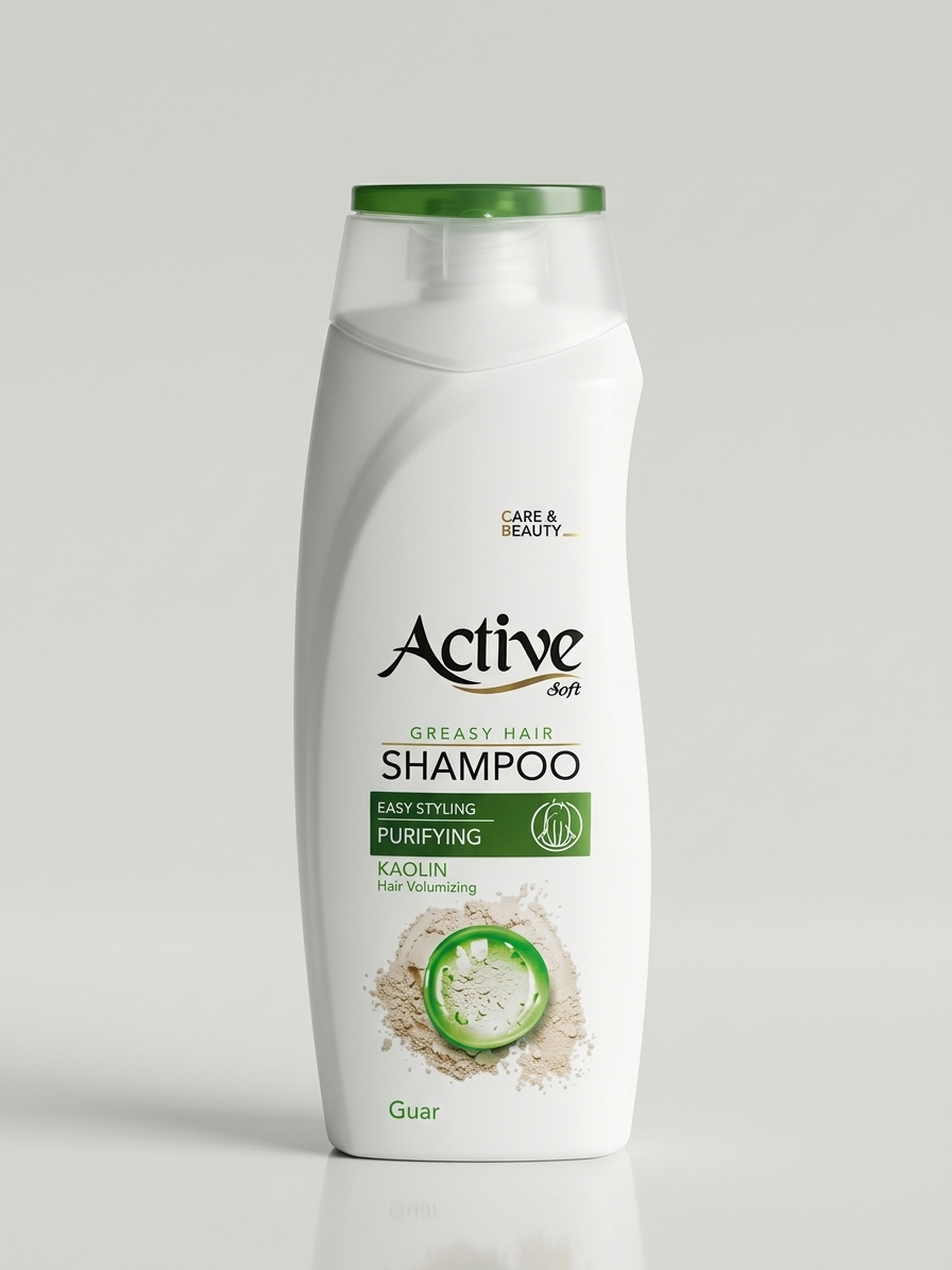 شامپو موهای چرب اکتیو سافت (Active Soft) حاوی کائولین مدل Greasy Hair