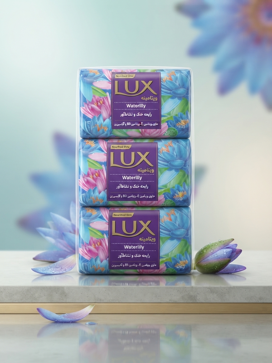 صابون حمام لوکس مدل نیلوفر آبی ویتامینه (Lux Waterlily)
