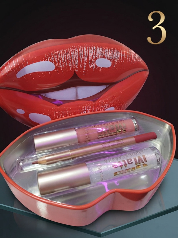 ست رژ لب و براق لب و مداد لب فلزی طرح لب کوکوگرل (Kocogirl) 💋💄