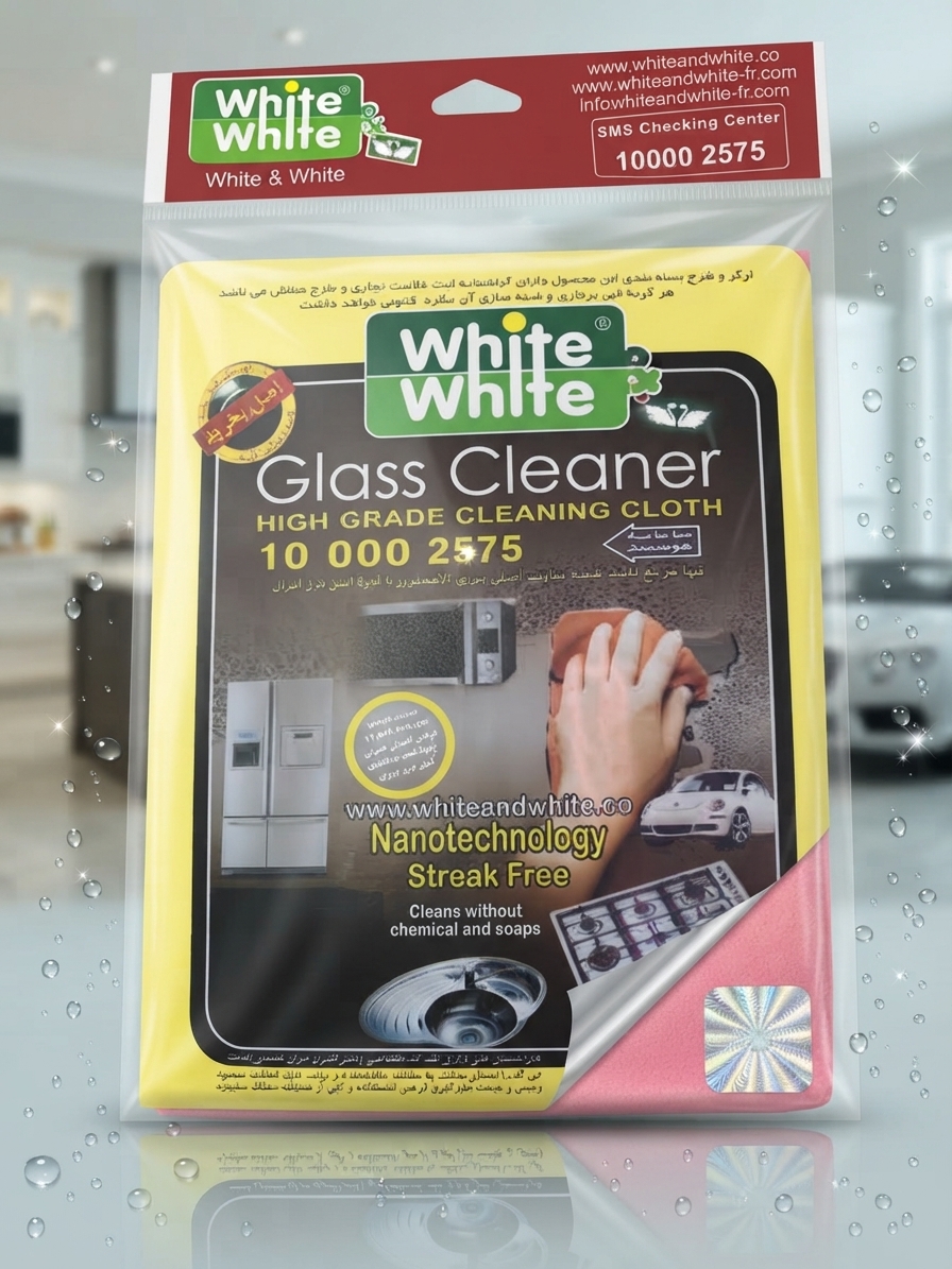 دستمال جادویی پاک‌کننده شیشه White & White (Glass Cleaner) ✨