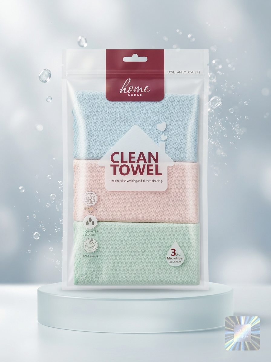 ست دستمال نظافت میکروفایبر 3 عددی Clean Towel (برند Home Sense) ✨