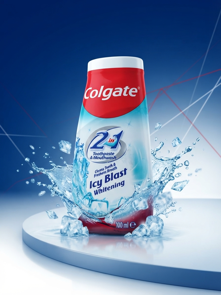 خمیردندان و دهان‌شویه ۲ کاره Colgate 2in1 Icy Blast Whitening،