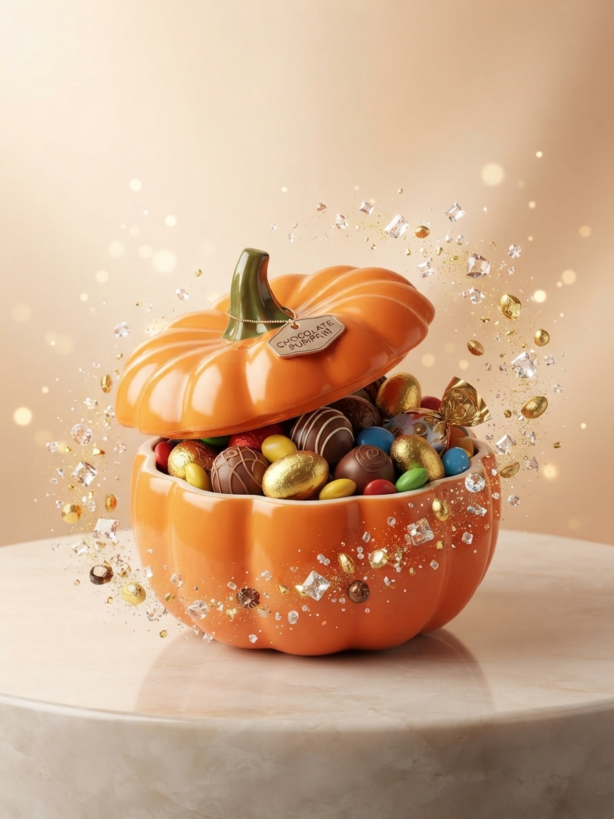 🎃 ظرف شکلات‌خوری سرامیکی طرح کدو تنبل (دکوری و پذیرایی) 🍫✨