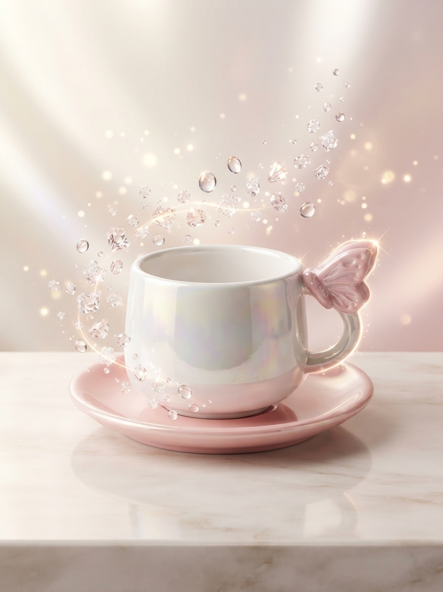 ☕ فنجان و نعلبکی سرامیکی فانتزی؛ تجربه نوشیدنی لوکس و دلنشین! ✨🌸