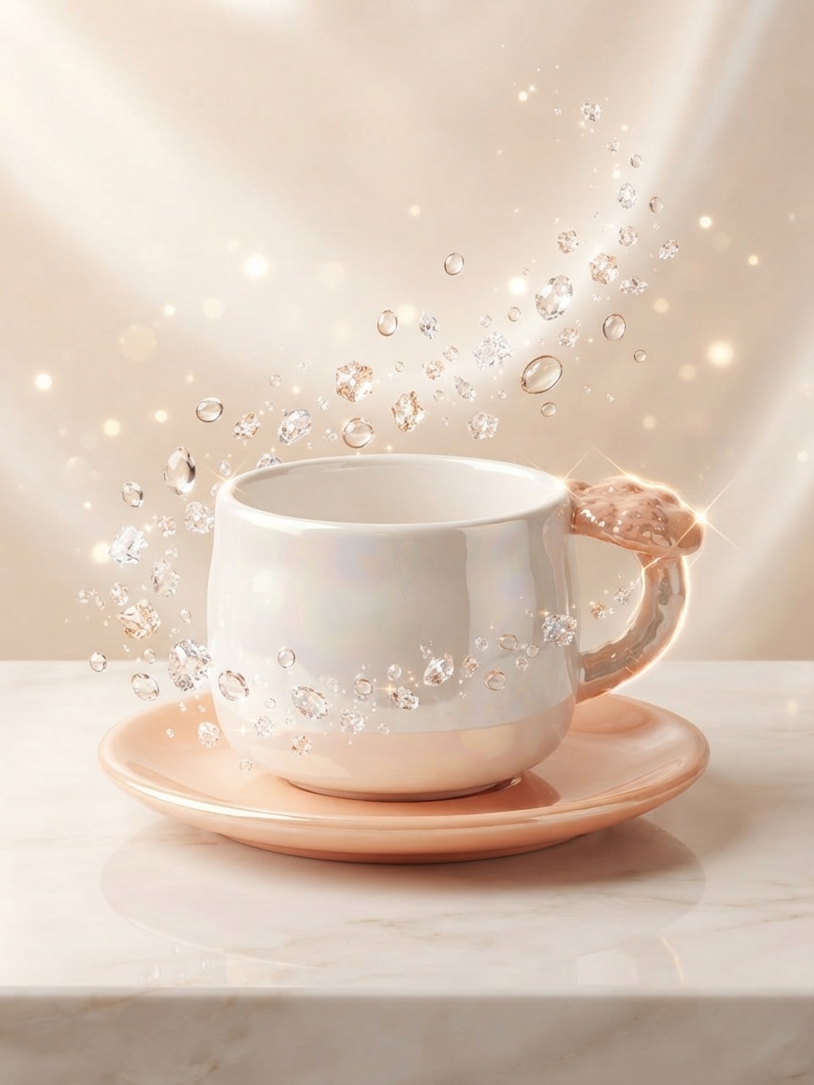 ☕ فنجان و نعلبکی سرامیکی فانتزی؛ تجربه نوشیدنی لوکس و دلنشین! ✨🌸