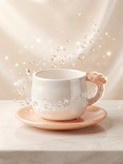 ☕ فنجان و نعلبکی سرامیکی فانتزی؛ تجربه نوشیدنی لوکس و دلنشین! ✨🌸