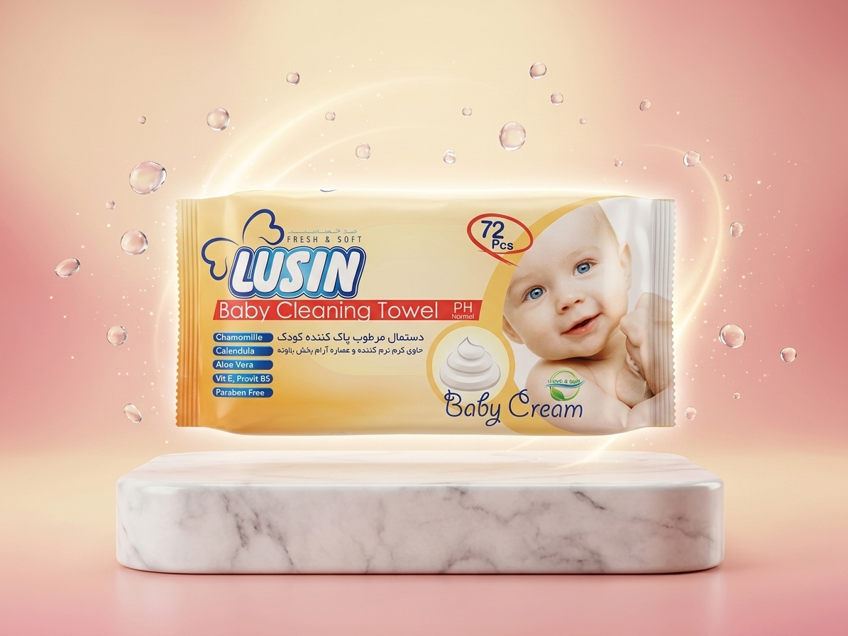 🌼 دستمال مرطوب حاوی کرم مرطوبکننده کودک لوسین (۷۲ عددی)؛ التیامبخش و آبرسان عمیق! 🧴✨