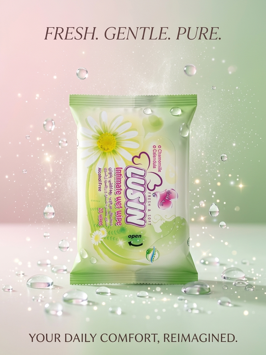🌿 دستمال مرطوب بهداشتی بانوان لوسین (۲۰ عددی)؛ پاکیزگی، طراوت و بهداشت همیشگی! ✨🌸